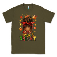 Army Green merry and bright christmas afro messy bun Classic Tee - texasbilliewilder