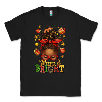 Black merry and bright christmas afro messy bun Classic Tee - texasbilliewilder