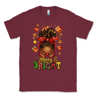 Burgundy merry and bright christmas afro messy bun Classic Tee - texasbilliewilder