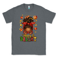 Charcoal Heather merry and bright christmas afro messy bun Classic Tee - texasbilliewilder