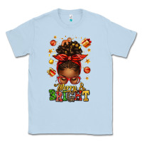 Dusty Blue merry and bright christmas afro messy bun Classic Tee - texasbilliewilder