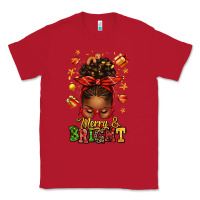 Red merry and bright christmas afro messy bun Classic Tee - texasbilliewilder
