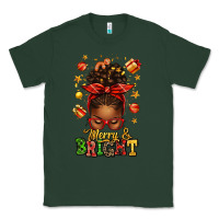 Sports Green merry and bright christmas afro messy bun Classic Tee - texasbilliewilder