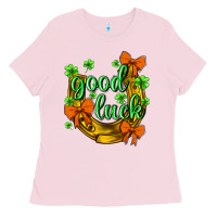 Bubblegum Pink st.patricks good luck Ladies Tee - NancyCooperArtShop