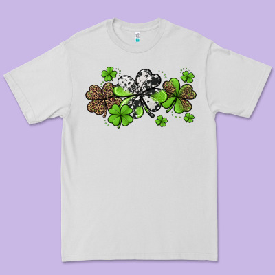 Western Cowhide Leopard Glitter Shamrocks Premium Tee Designed By Jasminsmagicworld