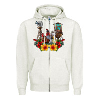 Oatmeal Heather farm life chicken Zipper Hoodie - SublimationCraftShop