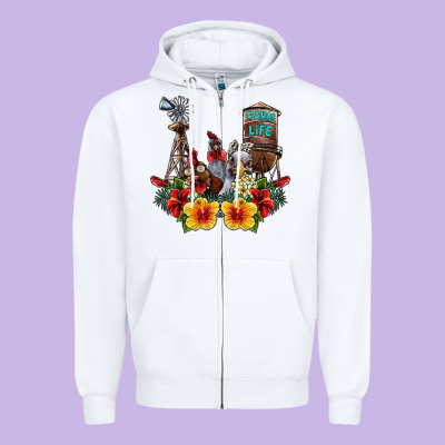 Farm Life Chicken Zipper Hoodie Designed By Sublimationcraftshop