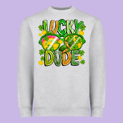 Lucky Dude Heavyweight Sweatshirt Designed By Cowhidedigitalart