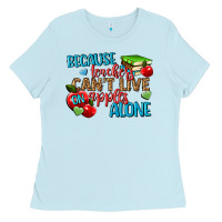 Baby Blue because teachers cant live on apples alone Ladies Tee - NancyCooperArtShop