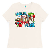 Bone because teachers cant live on apples alone Ladies Tee - NancyCooperArtShop