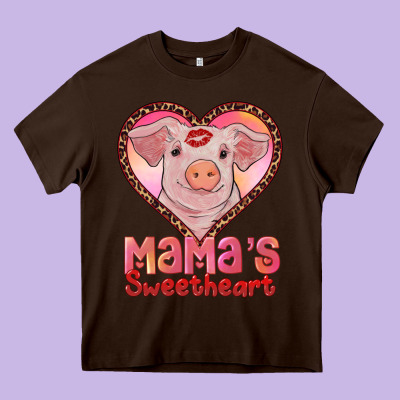 Mamas Sweetheart Baby Pig Heavy Core Tee Designed By Ranaportraitstore