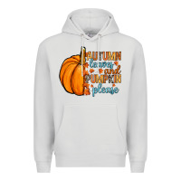 Dove Grey Autumn leaves and pumpkin please Premium Hoodie - RanaPortraitStore