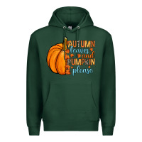 Sports Green Autumn leaves and pumpkin please Premium Hoodie - RanaPortraitStore