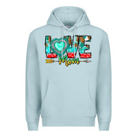 Blue Mist Love Mom Premium Hoodie - CowhideDigitalArt