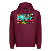 Burgundy Love Mom Premium Hoodie - CowhideDigitalArt