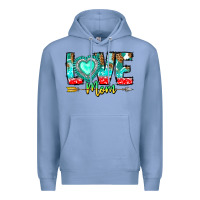 Colony Blue Love Mom Premium Hoodie - CowhideDigitalArt