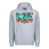 Heather Grey Love Mom Premium Hoodie - CowhideDigitalArt