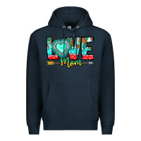 Navy Love Mom Premium Hoodie - CowhideDigitalArt