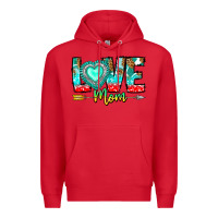 Red Love Mom Premium Hoodie - CowhideDigitalArt