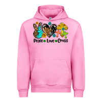 Fuchsia Pink peace love cross Urban Hoodie - AdoDesignShop