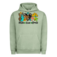 Pigment Oil Green peace love cross Urban Hoodie - AdoDesignShop