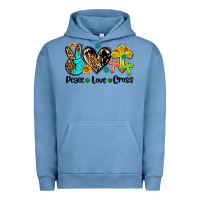 Pigment Pebble Blue peace love cross Urban Hoodie - AdoDesignShop