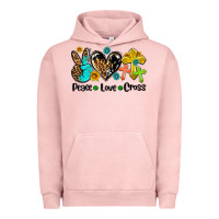 Pigment Salmon peace love cross Urban Hoodie - AdoDesignShop