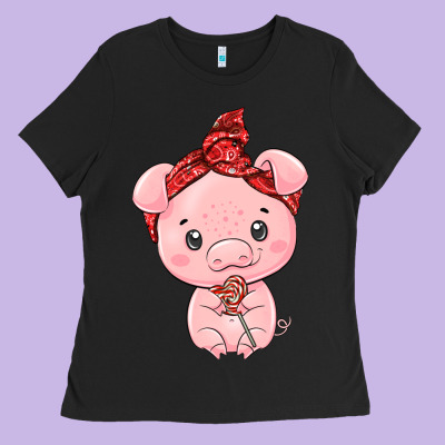 Cute Pig Ladies Tee Designed By Texasbilliewilder