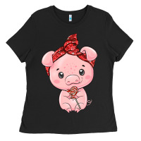 Black cute pig Ladies Tee - texasbilliewilder