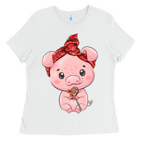 White cute pig Ladies Tee - texasbilliewilder