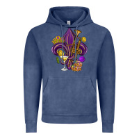 Vintage Denim Fleur de lis Mardi Gras Vintage Hoodie - HowdyJamesFarm