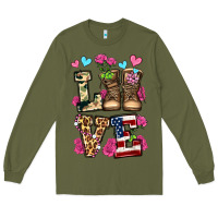 Army Green love valentine's day army boots olivia Long Sleeve Tee - OliviaCreatesArt