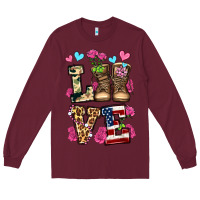 Burgundy love valentine's day army boots olivia Long Sleeve Tee - OliviaCreatesArt