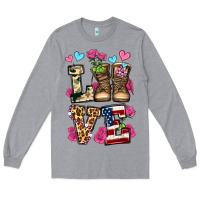 Heather Grey love valentine's day army boots olivia Long Sleeve Tee - OliviaCreatesArt