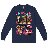 Navy love valentine's day army boots olivia Long Sleeve Tee - OliviaCreatesArt