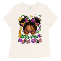 Little Miss Mardi Gras Afro Messy Bun Kid Ladies Tee | Teevron