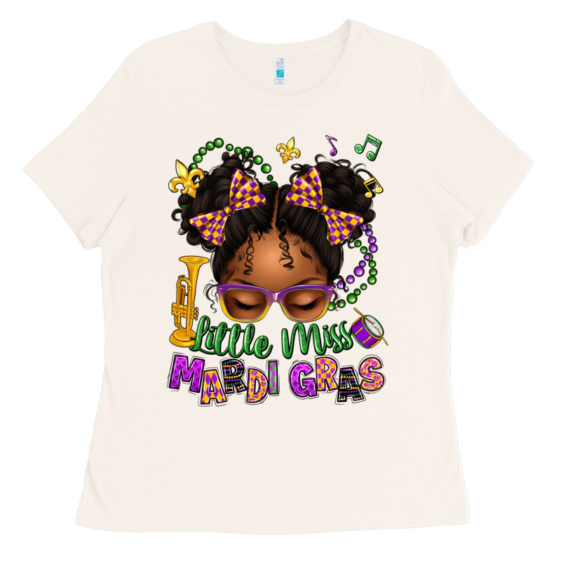 Little Miss Mardi Gras Afro Messy Bun Kid Ladies Tee by texasbilliewilder | Teevron