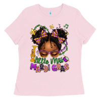 Bubblegum Pink little miss mardi gras afro messy bun kid Ladies Tee - texasbilliewilder