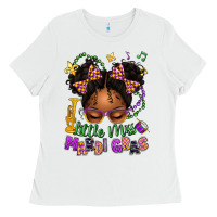 White little miss mardi gras afro messy bun kid Ladies Tee - texasbilliewilder