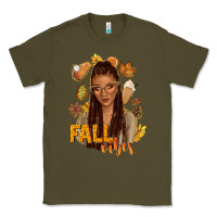 Army Green Fall vibes afro woman Classic Tee - NancyCooperArtShop