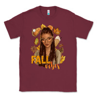 Burgundy Fall vibes afro woman Classic Tee - NancyCooperArtShop