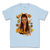 Dusty Blue Fall vibes afro woman Classic Tee - NancyCooperArtShop