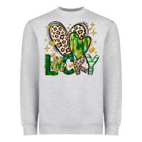 Heather Grey Lucky Saint Patricks Day Heavyweight Sweatshirt - CowhideDigitalArt