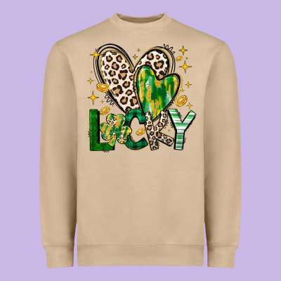 Lucky Saint Patricks Day Heavyweight Sweatshirt Designed By Cowhidedigitalart