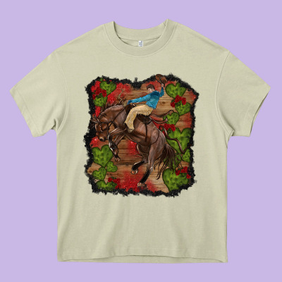 Valentines Day Cowboy Cactus Rose Heavy Core Tee Designed By Ranaportraitstore