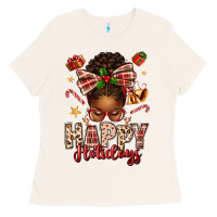 Bone happy holidays christmas afro messy bun Ladies Tee - texasbilliewilder