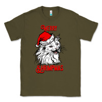 Army Green Merry Christmas Cat Classic Tee - SublimationCraftShop