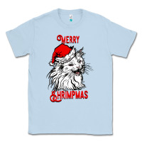 Dusty Blue Merry Christmas Cat Classic Tee - SublimationCraftShop
