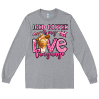 Heather Grey iced coffee is my love language Long Sleeve Tee - OliviaCreatesArt