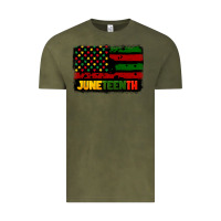 Vintage Olive juneteenth american flag Vintage Tee - CowGirlArtShop